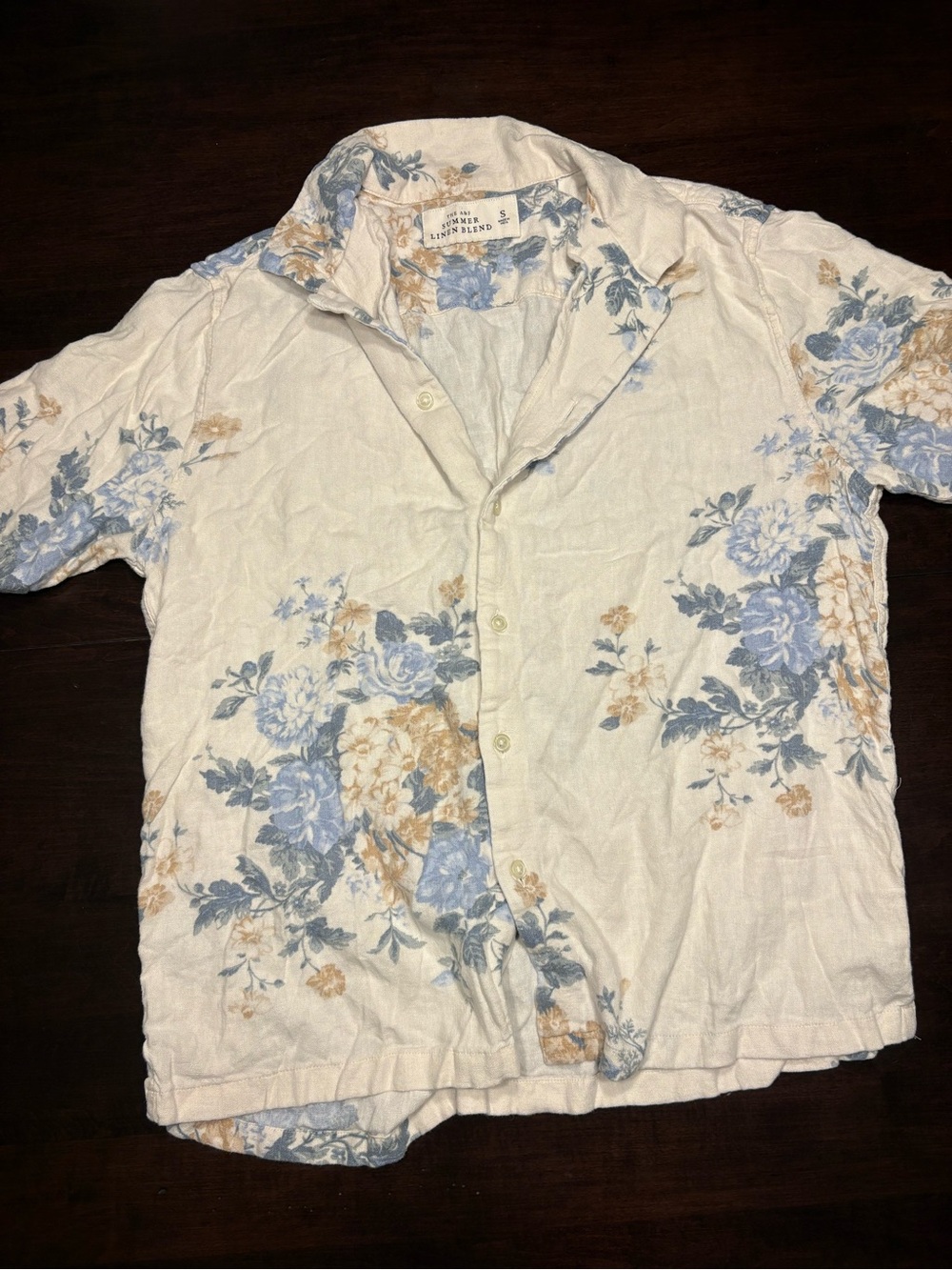Vintage SINGLE STITCH Abercrombie & Fitch White Short-Sleeve Floral Button-Up